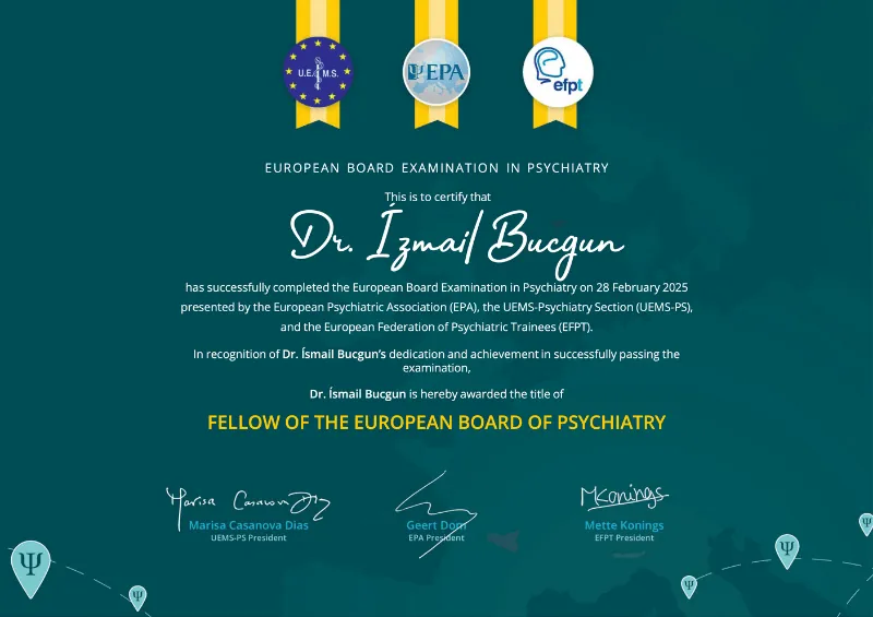 Uzm. Dr. İsmail BUÇGÜN Avrupa Yeterlilik Sertirifikası